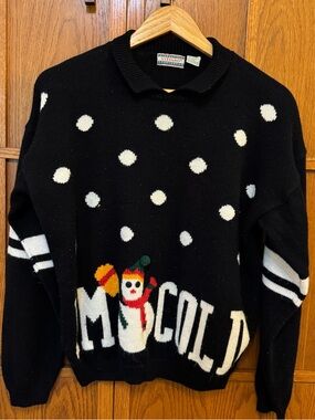 Stefano Black Snowman Graphic Crewneck Sweater